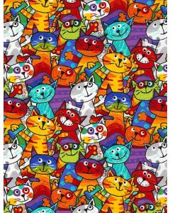 Cat: Stacked Cats - Timeless Treasures Fabrics gail-cd6341 multi