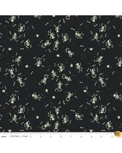 Tiny Treaters: Skeletons Charcoal (Glow in the dark) -- Riley Blake Designs gc10483 charcoal