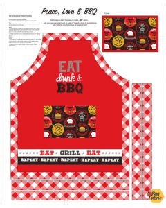 Peace, Love & BBQ: Apron Panel (1 yard) -- Henry Glass Fabric 9513p-88 - 1 remaining