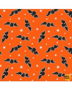 Here We Glow: Tossed Bats Orange (Glow in the Dark) -- Henry Glass Fabrics 9537g-39
