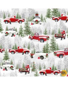 The Tradition II: Medium Truck Allover Gray -- Henry Glass Fabrics 9728-98