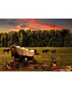 Sun Up to Sundown: Chopping Block Scenic Sunset Panel (1 yard) -- Hoffman Fabrics s4833-151