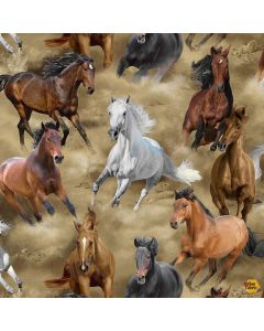Wild Horses: Running Horses - Timeless Treasures Fabrics horse-cd3483 natural