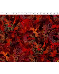 Dragons by Jason Yenter: Flying Dragons Red -- In The Beginning Fabrics 4drg1 