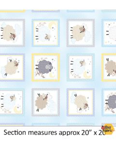 Sweet Dreams: Sheep Boxes Baby Blue -- Kanvas 7781-05 -- 3 repeats remaining approx 1 yard 34"