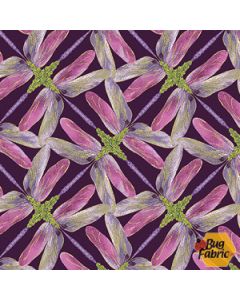 Dance of the Dragonfly: Pinwheel Geo Plum (with Metallic) - Kanvas 8502m-66b - 1 yard 10" remaining