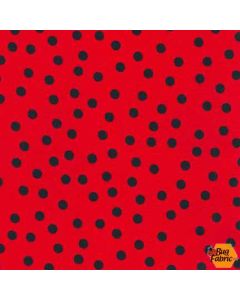 Remix: Red/Black Dot Poppy - Robert Kaufman 12136-302 poppy - 1 yard 24" + FQ remaining