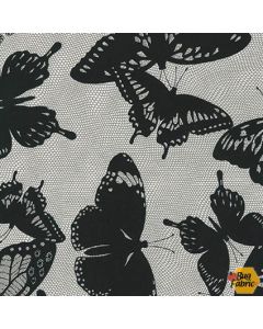 Black and White Collection: Butterflies Smoke - Robert Kaufman 15019-293 smoke - 2 yards 25" remaining