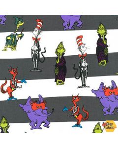 Dr. Seuss Spooktacular Seuss: Halloween Characters Stripe Spooky - Robert Kaufman ade-15305-282 spooky - 1 yard 17" remaining