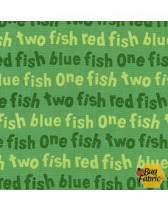 Dr. Seuss One Fish Two Fish: Words Green - Robert Kaufman ade-16330-7 green - 1 yard 7" + FQ remaining