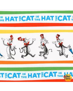 Dr. Seuss The Cat in the Hat: Border Stripe Celebration - Robert Kaufman ade-18199-203 celebration