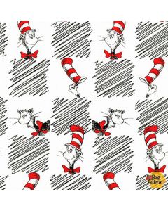 Dr. Seuss The Cat in the Hat: Checkerboard Black/White - Robert Kaufman ade-19063-1 white