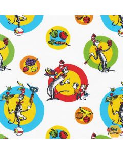 Seuss Chef: Tossed Circles White -- Robert Kaufman ade-20393-1 white