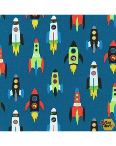 Dino-Soar: Spaceships Blue Yonder  -- Robert Kaufman ahe-19732--394  Blue Yonder - 2 yards 12" + FQ remaining