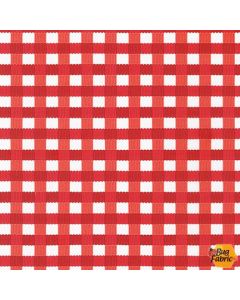 Chow Time: Red Gingham -- Robert Kaufman amkd-19788-116 tomato