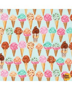Sweet Tooth: Ice Cream Cones Mint -- Robert Kaufman amkd-19829-32 - 2.5 yards remaining