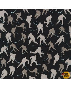 Sports Life: Silhouette Hockey -- Robert Kaufman srkd-19147-2 black - 1 yard 20" remaining