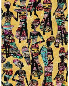 African Women: African Ladies -- Timeless Treasures Fabrics kenta-c7420 sand