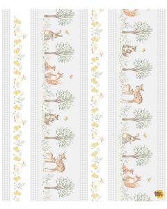 Our Little Adventure: Forest Family Border Stripe - Timeless Treasures Fabric kidz-cd4405 grey - presale July