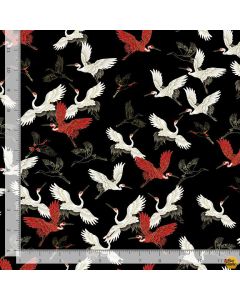 Kyoto Garden: Metallic Cranes -- Timeless Treasures Fabrics kyoto-cm1669 black