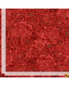Kyoto Garden: Packed Metallic Asian Florals Red -- Timeless Treasures Fabrics kyoto-cm1670 red