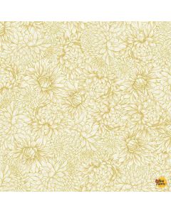 Lotus Garden: Metallic Chrysanthemums Cream - Timeless Treasures Fabric lotus-cm3664 cream