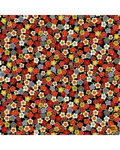 Lotus Garden: Cherry Blossom Metallic Black - Timeless Treasures Fabric lotus-cm3666 black