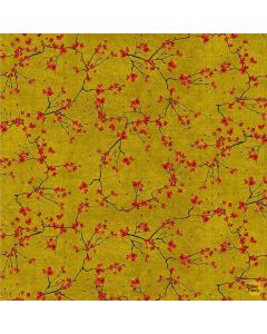 Lotus Garden: Cherry Blossom Branches Metallic Gold - Timeless Treasures Fabric lotus-cm3667 gold