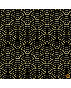 Lotus Garden: Japanese Seigaiha Black - Timeless Treasures Fabric lotus-cm3670 black