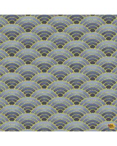Lotus Garden: Japanese Seigaiha Grey - Timeless Treasures Fabric lotus-cm3670 grey