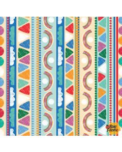 Rainbow Dino: Dino Mix Stripe -- Michael Miller Fabrics dc10043-mult-d