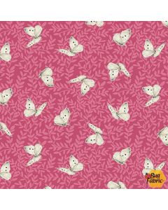 Songs of the Flower Fairies: Music Tones Butterflies Fuschia -- Michael Miller Fabrics ddc9274-fusc-d