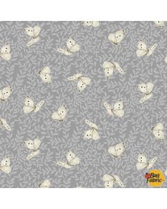 Songs of the Flower Fairies: Music Tones Butterflies Gray -- Michael Miller Fabrics ddc9274-gray-d
