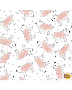 Comfy Flannel: Here Piggy Piggy  -- A.E. Nathan cmfy-13987 White