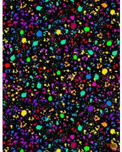 Rainbow Pets: Prismatic Paint Splatters -- Timeless Treasures nick-c1017 black