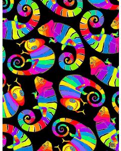 Prismatic: Rainbow Chameleons  -- Timeless Treasures nick-cd1487 black 