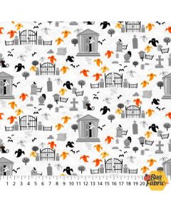 Ghoultide Greetings: Ghosts White -- Northcott Fabrics 10019-10