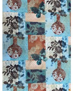 Oriental Odyssey: Large Teal Print Metallic by Ro Gregg -- Northcott Fabrics 2139m-63 - 2 yards 5" remaining