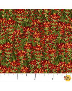 Naturescapes Abundant Garden: Indian Paint Brush Red Flowers -- Northcott 21850-24