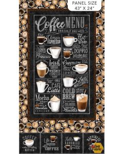 Cafe Culture: Coffee  Panel (2/3 yard) -- Northcott 24484-99