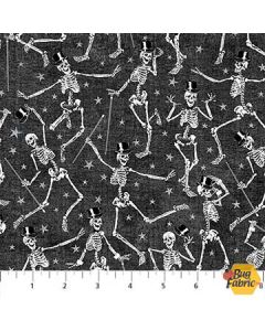 Elegantly Frightful: Dancing Skeletons (with glitter) -- Northcott gl22203-99 - 2 yards 16" remaining