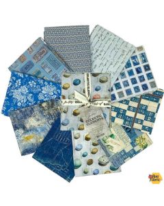 Eclectic Elements Palette by Tim Holtz: Blue Fat Quarter Bundle (10 FQ's) - FreeSpirit Fabrics fb4fqth.blue 