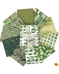 Eclectic Elements Palette by Tim Holtz: Green Fat Quarter Bundle (10 FQ's) - FreeSpirit Fabrics fb4fqth.green - 1 remaining
