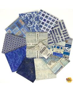 Eclectic Elements Palette by Tim Holtz: Indigo Fat Quarter Bundle (10 FQ's) - FreeSpirit Fabrics fb4fqth.indigo - 1 remaining