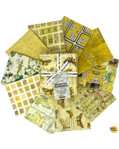 Eclectic Elements Palette by Tim Holtz: Yellow Fat Quarter Bundle (10 FQ's) - FreeSpirit Fabrics fb4fqth.yellow 