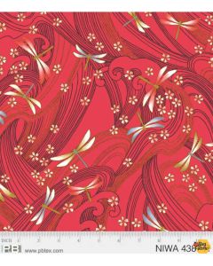 NIWA: Dragonflies Red (Metallic) -- P&B Textiles 4387r - 1 yard 29" remaining