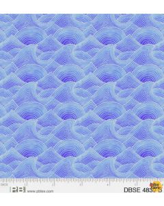 Deep Blue Sea: Waves Blue -- P&B Textiles 4839b - 1 yard with flaw (pen)