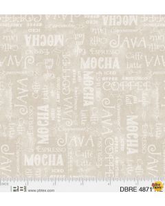 Deja Brew: Coffee Words Cream -- P&B Textiles 4871ne