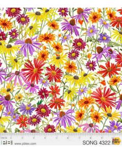 Song Birds: Allover Flowers -- P&B Textiles 4322mu - 2 yards 34" + FQ remaining