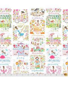 Calendar Girls: Calendar Month -- Free Spirit Fabrics pwak010.xwhite - 1 yard 5" + FQ remaining